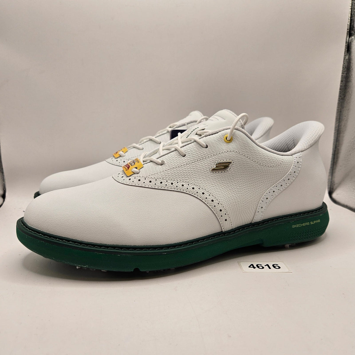 SKECHERS MEN'S 10 GO GOLF PRESTIGE SLIP IN SHOES 214124 ARCH FIT WHITE GREEN