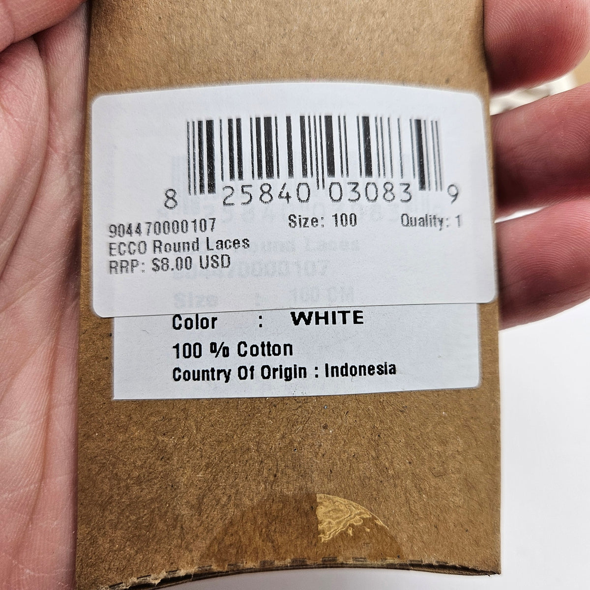 LOT OF 7 - ECCO PREMIUM LACES 100CM WHITE ROUND NIB 1X7 PAIRS