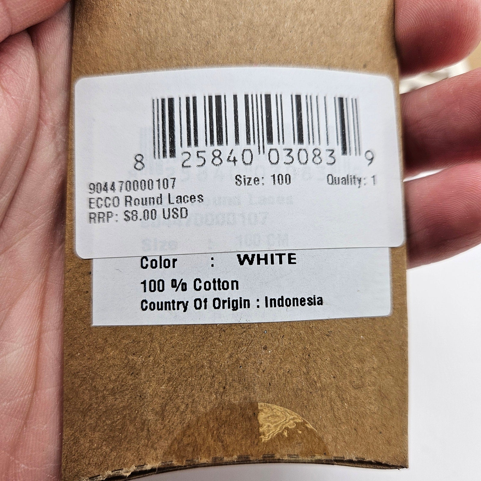 LOT OF 7 - ECCO PREMIUM LACES 100CM WHITE ROUND NIB 1X7 PAIRS