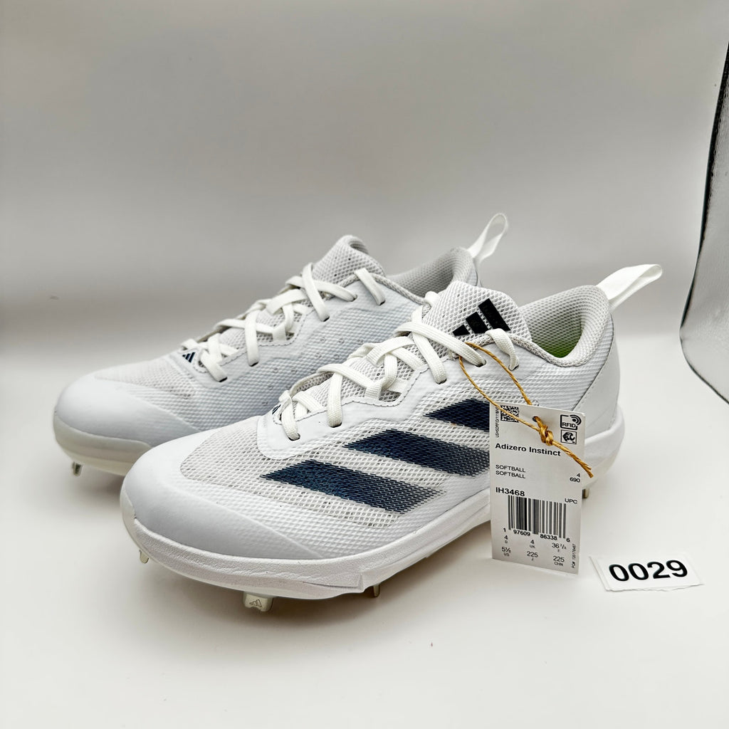 Adidas Womens size 5.5 Softball Shoes Adizero Instinct IH3468 White/Blue