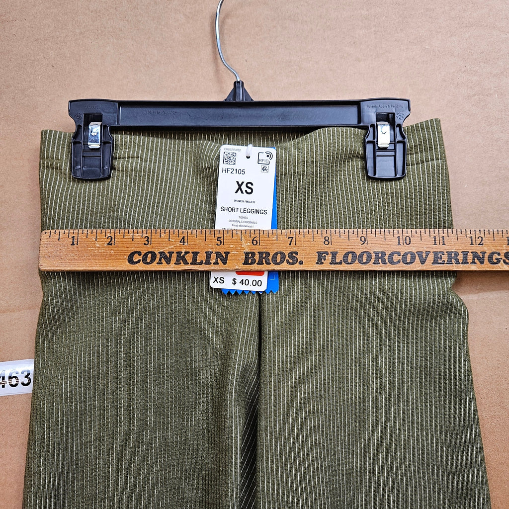 LOT OF 2 - ADIDAS ORIGINALS WOMEN'S (XS & S) RIBBED SHORT LEGGINGS GREEN CORAL