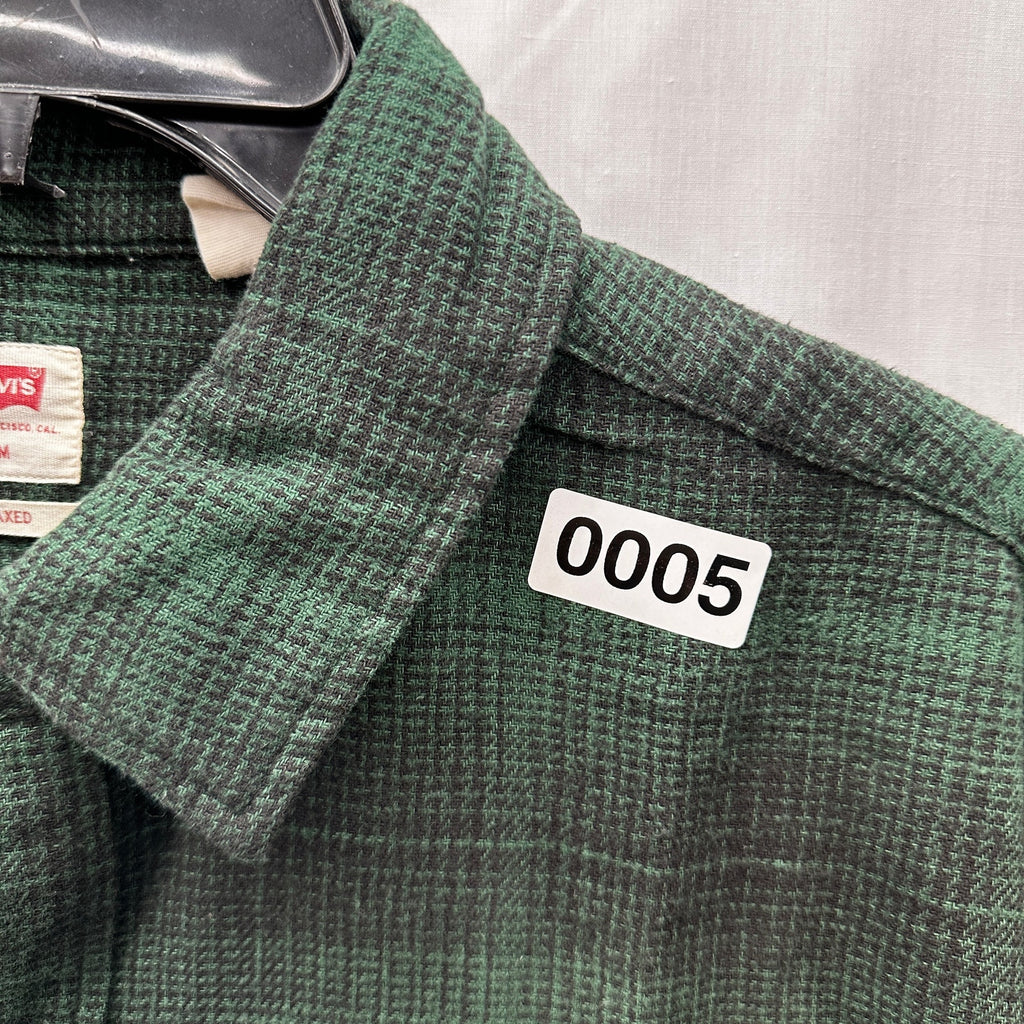 Levi's Mens Relax Fit Pine Green Plaid Shirt Size Medium