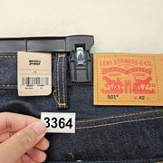 LEVI'S MEN'S 42 ORIGINAL FIT 501 DENIM SHORTS DARK WASH BUTTON FLY RAW HEM NWT