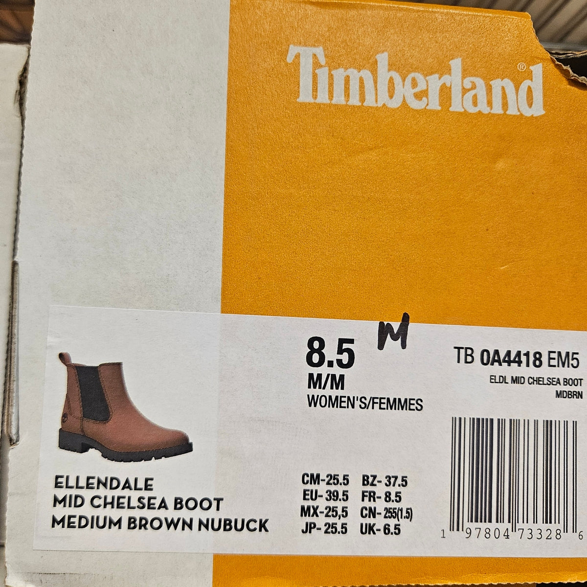 TIMBERLAND WOMEN'S 8.5 ELLENDALE CHELSEA BOOTS BROWN NIB