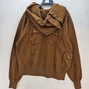 MNML MEN'S SMALL BROWN VINTAGE CARGO POCKET PULLOVER HOODIE NWT