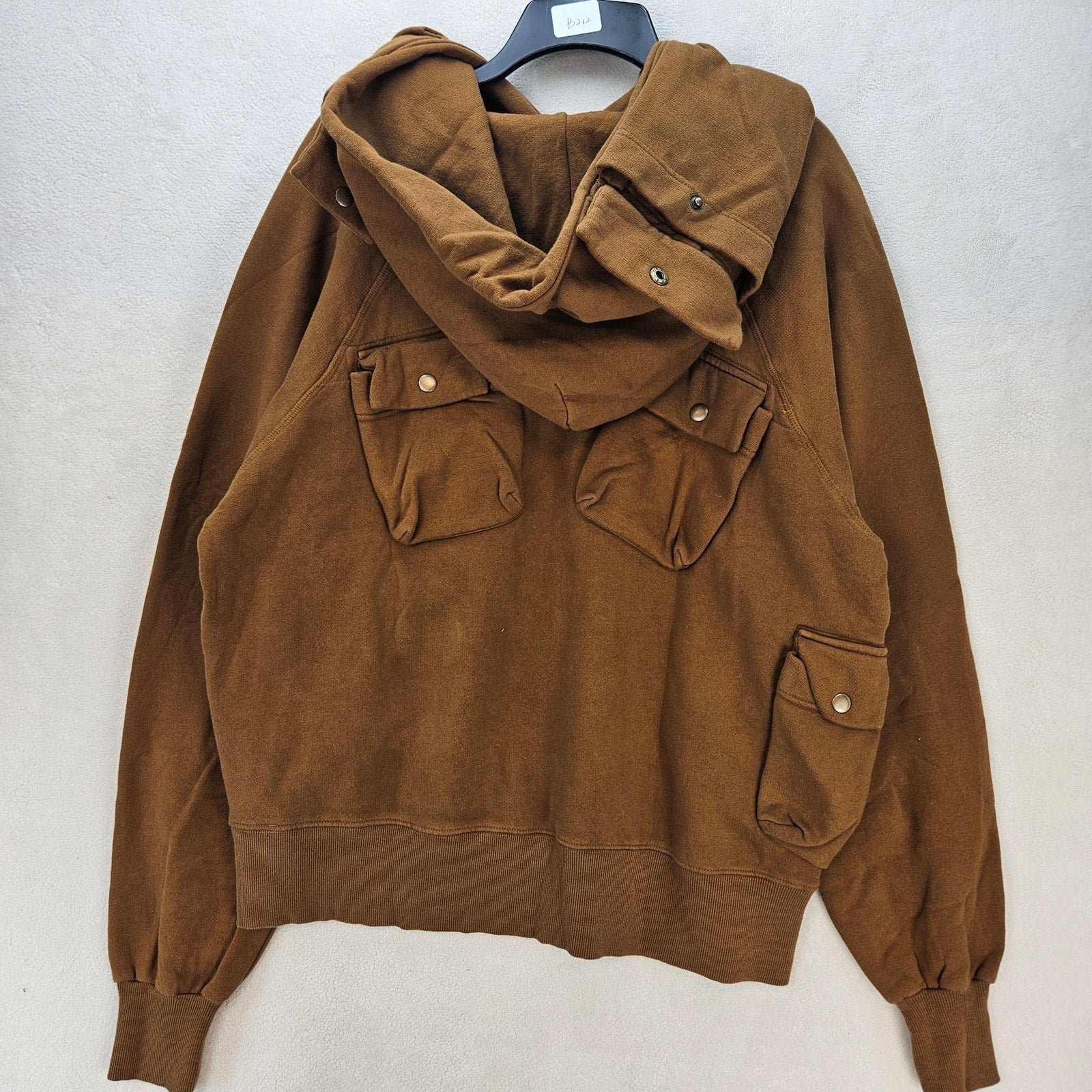 MNML MEN'S SMALL BROWN VINTAGE CARGO POCKET PULLOVER HOODIE NWT