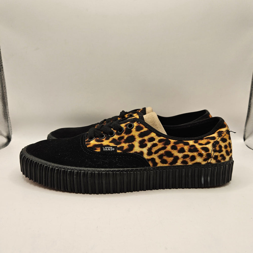 VANS MEN'S 10.5 AUTHENTIC LEOPARD PRINT BLACK SUEDE LOW TOP SNEAKER NWOB