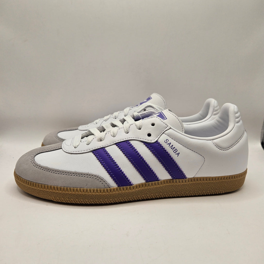 ADIDAS ORIGINALS WOMEN'S 9.5 SAMBA OG WHITE PURPLE RUSH NWOB IH9058