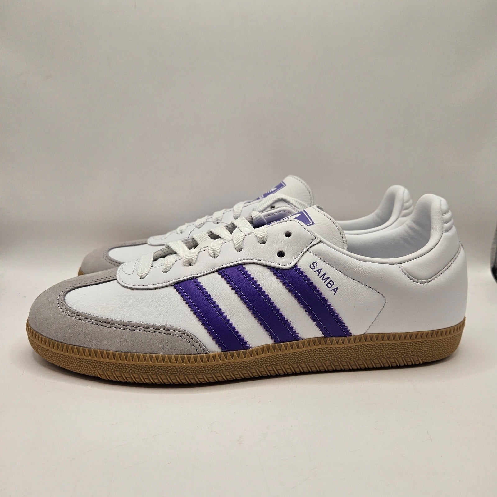 ADIDAS ORIGINALS WOMEN'S 9.5 SAMBA OG WHITE PURPLE RUSH NWOB IH9058