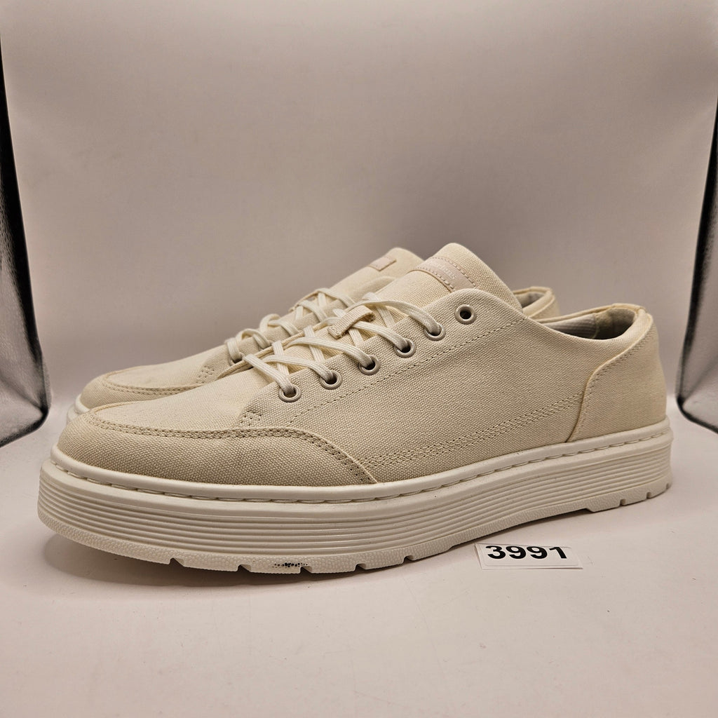 DR MARTENS MEN'S 13 BROOKLINE 6 EYE WHITE CANVAS SHOE OFF NWOB