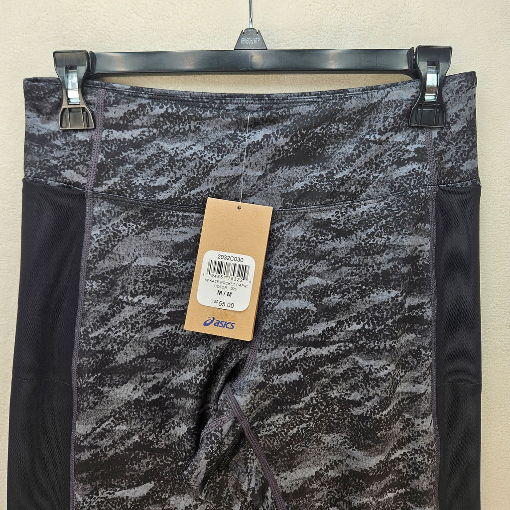 ASICS WOMEN'S MEDIUM KATE POCKET CAPRI 7/8 LEGGING BREATHABLE GRAY NWT