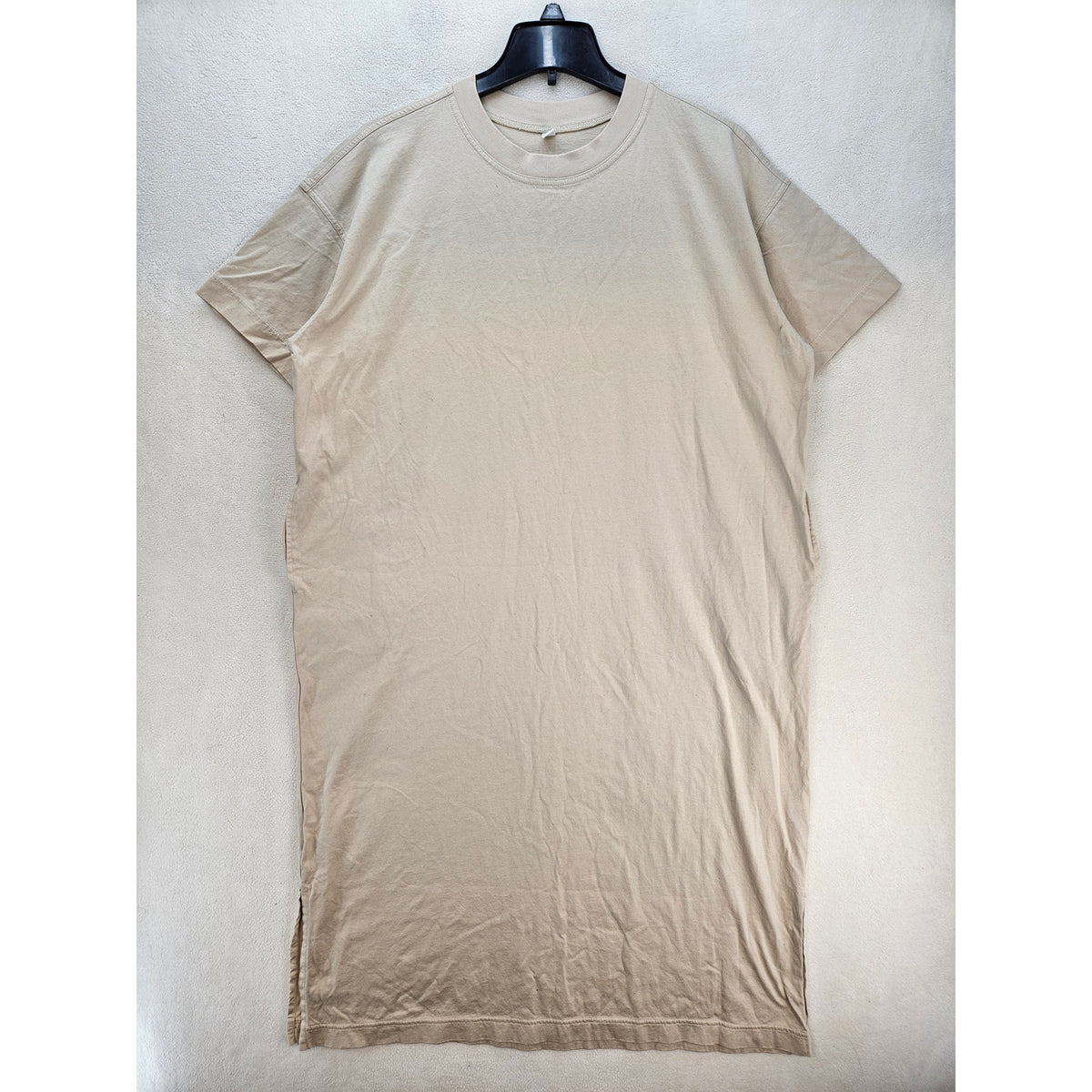 UNIQLO WOMEN'S L OVERSIZED LONGLINE TSHIRT DRESS BEIGE