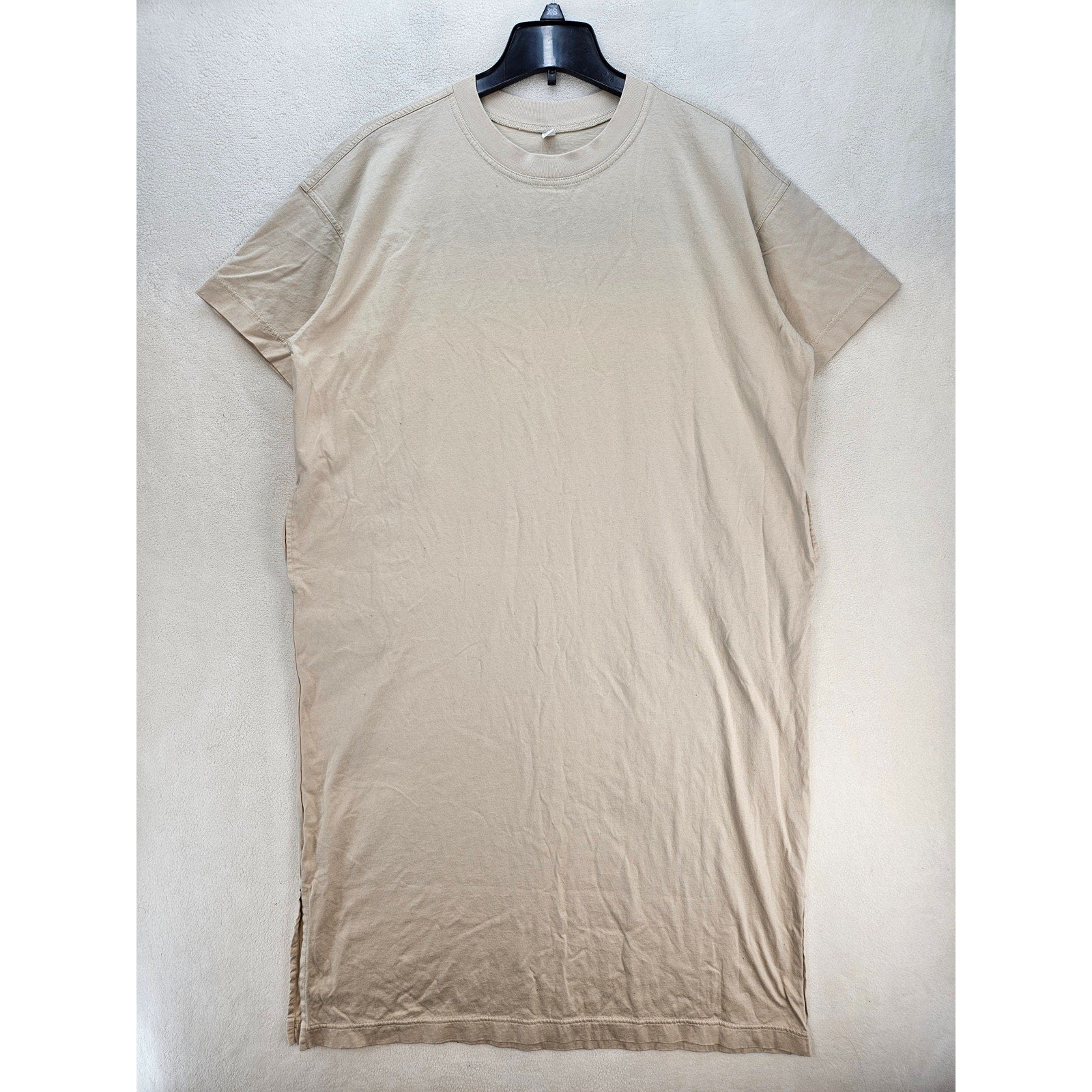 UNIQLO WOMEN'S L OVERSIZED LONGLINE TSHIRT DRESS BEIGE