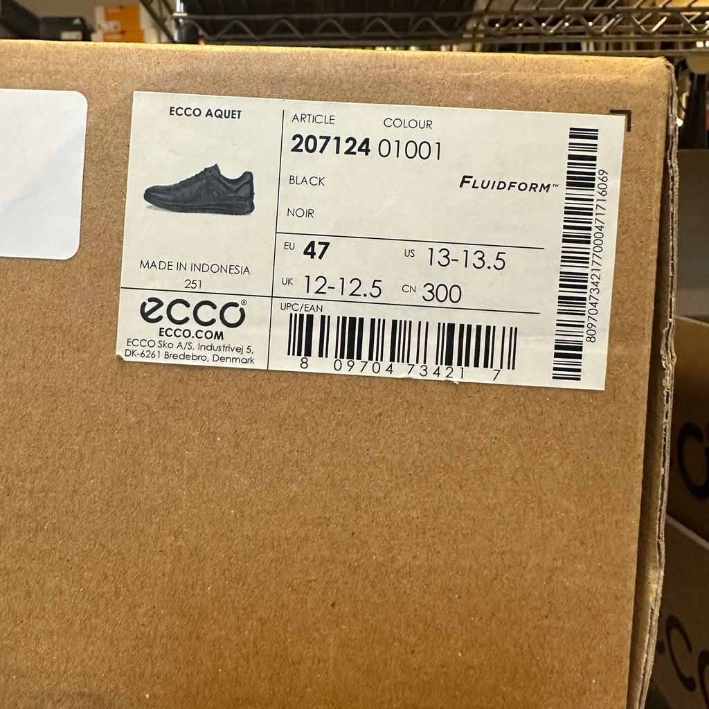 ECCO MEN'S 47 AQUET LEATHER SHOE BLACK NIB 20712401001