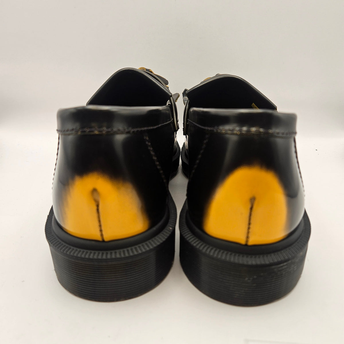 DR MARTENS MEN'S 8 ADRIAN TASSEL ARCADIA RUB OFF PREM. LOAFERS BLACK/YELLOW NWOB