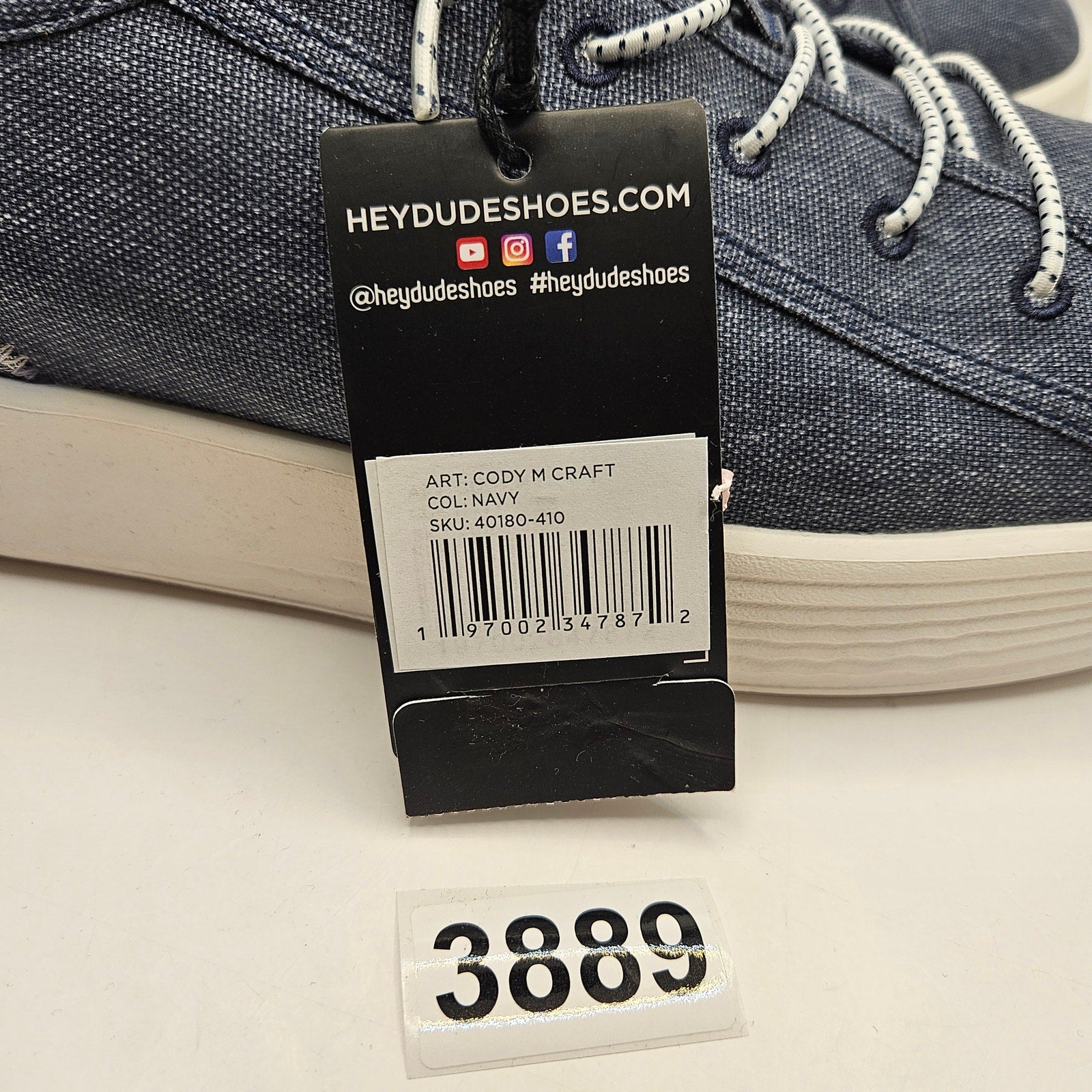 HEY DUDE MEN'S 13 CODY M CRAFT NAVY LOW TOP BREATHABLE SNEAKER NWT 40180-410