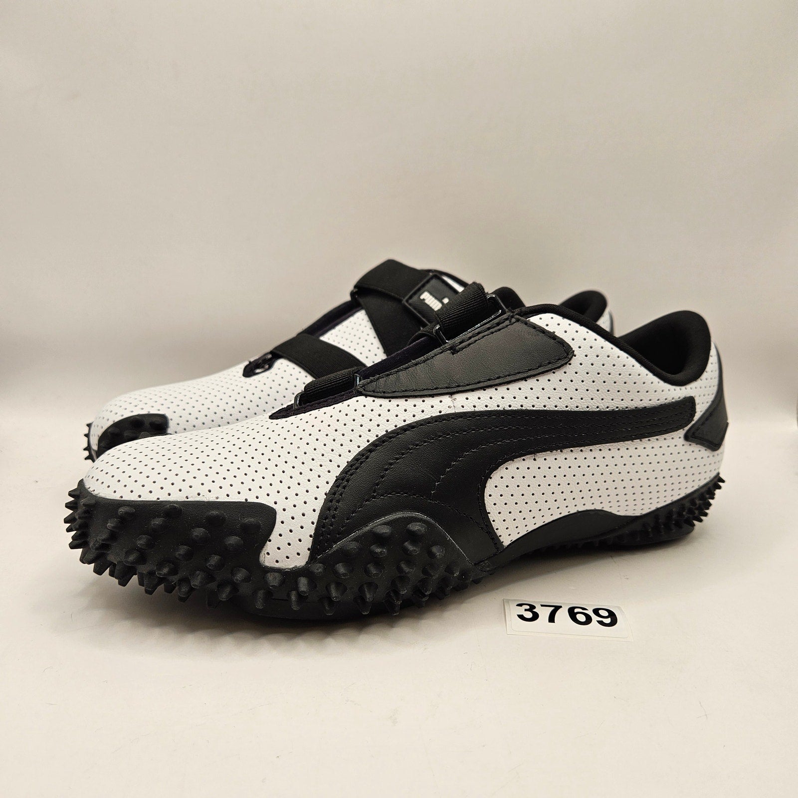 PUMA MOSTRO MEN'S 7 PERFORATED LEATHER PACK SNEAKERS WHITE BLACK 397331-01