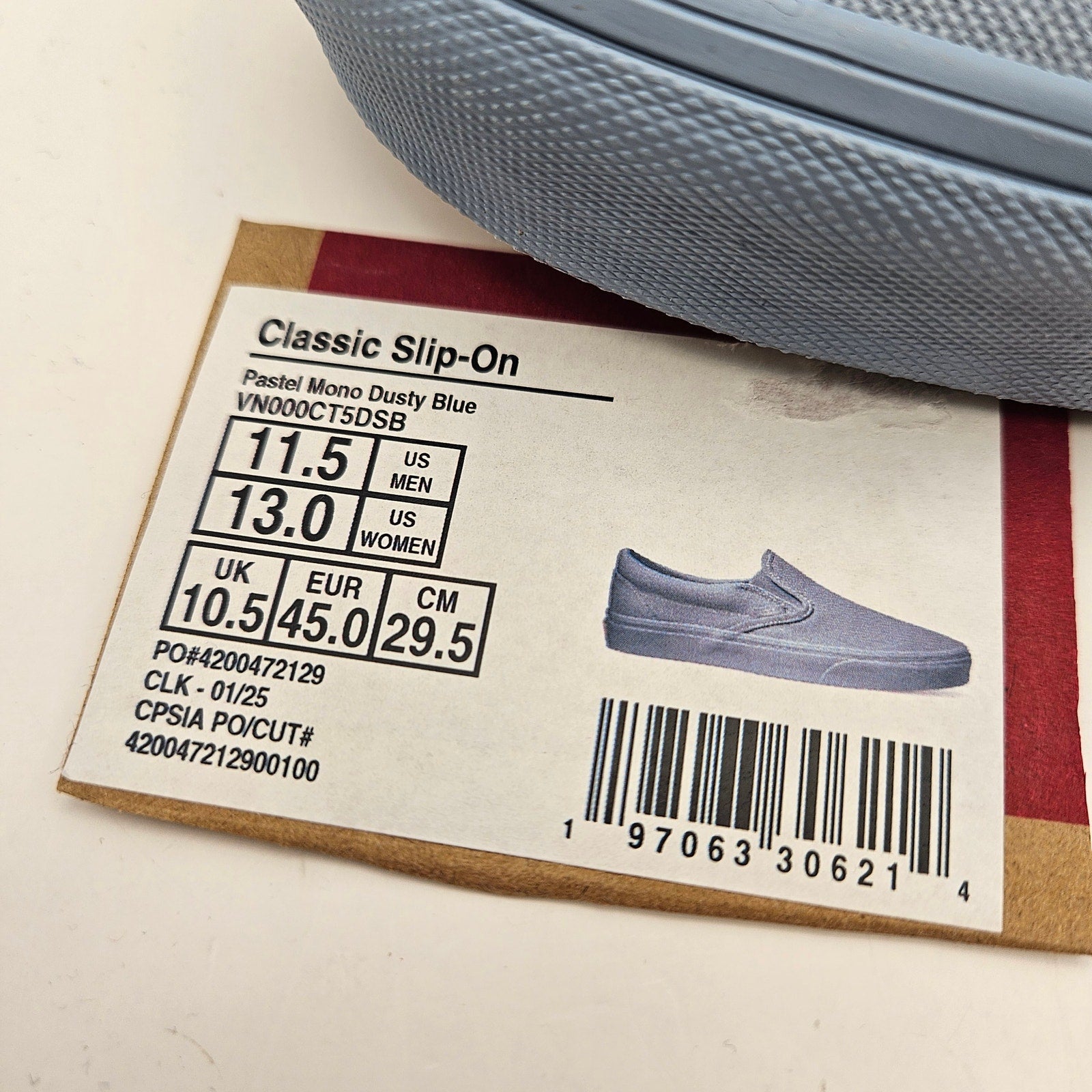 VANS MEN'S 11.5 CLASSIC SLIP ON PASTEL MONO DUSTY BLUE NWOB