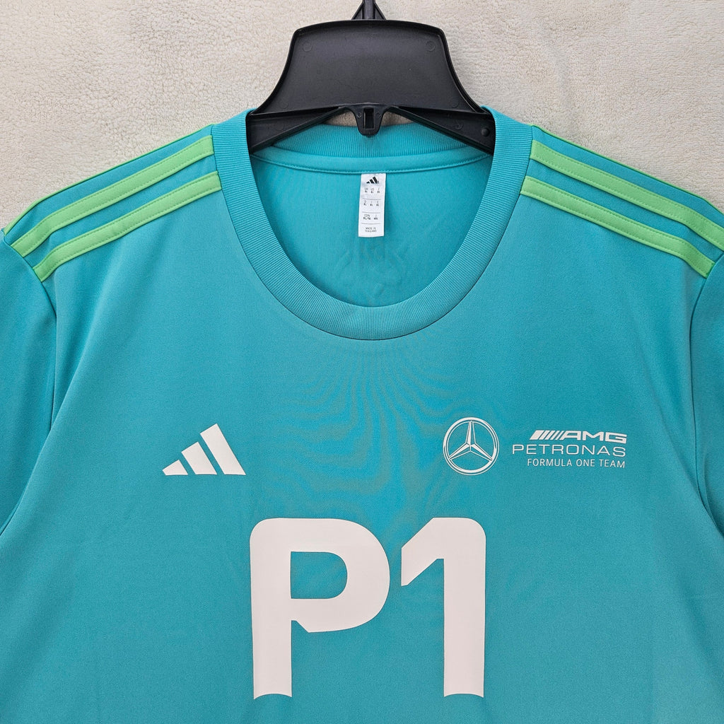 ADIDAS X MERCEDES AMG PETRONAS F1 P1 TRAINING T SHIRT TURQUOISE FORMULA 1