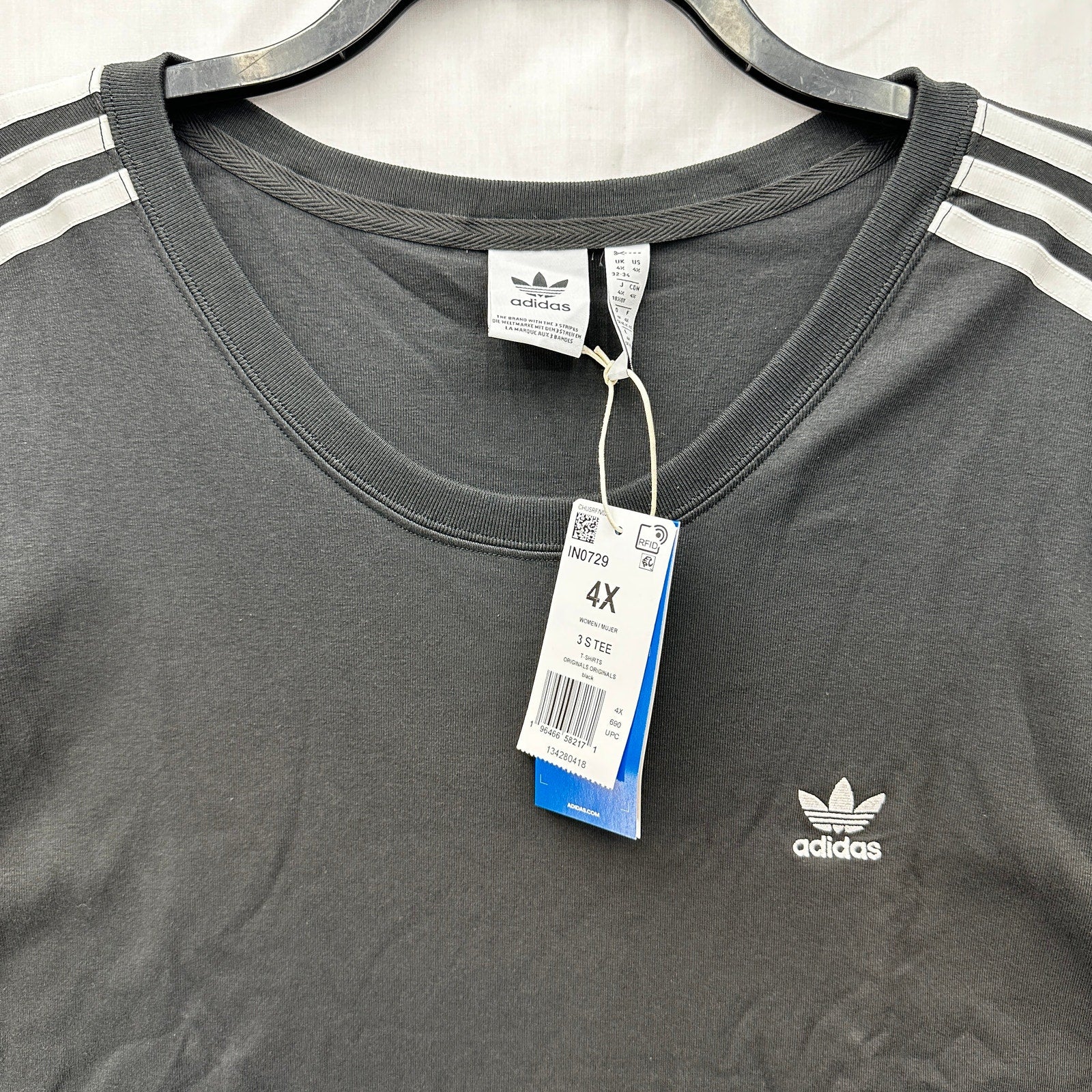 Adidas Womens 4X Plus Size Original Black Tee Shirt XXXXL