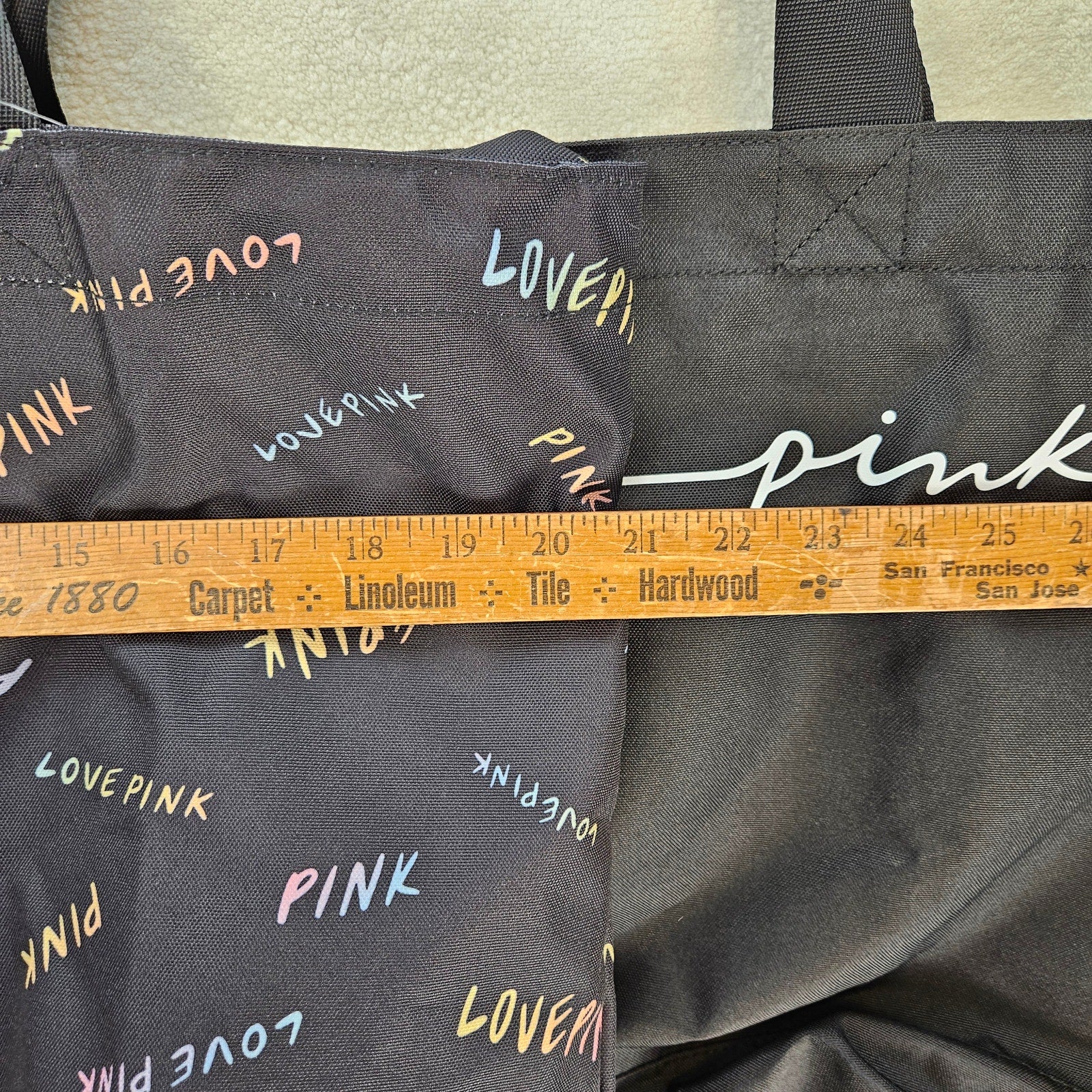 LOT OF 2 - VICTORIA'S SECRET PINK REUSEABLE TOTE BAG BLK SHOPPING BEACH GYM NWT