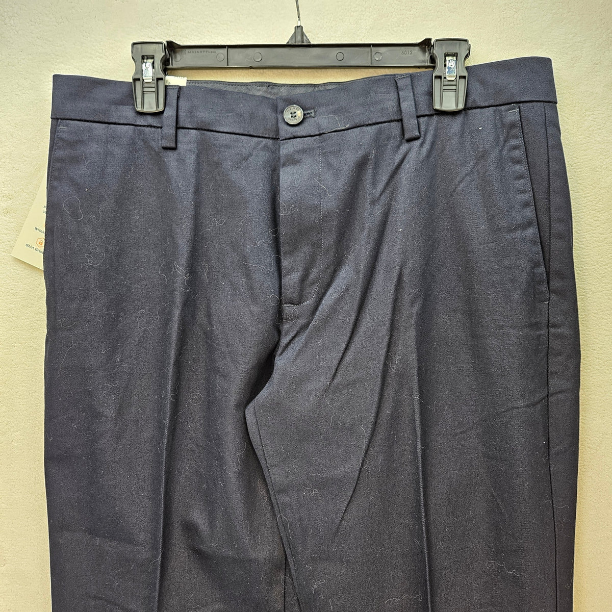 DOCKERS MEN'S 34X29 SIGNATURE LUX COTTON STRETCH KHAKI PANT CREASED NAVY