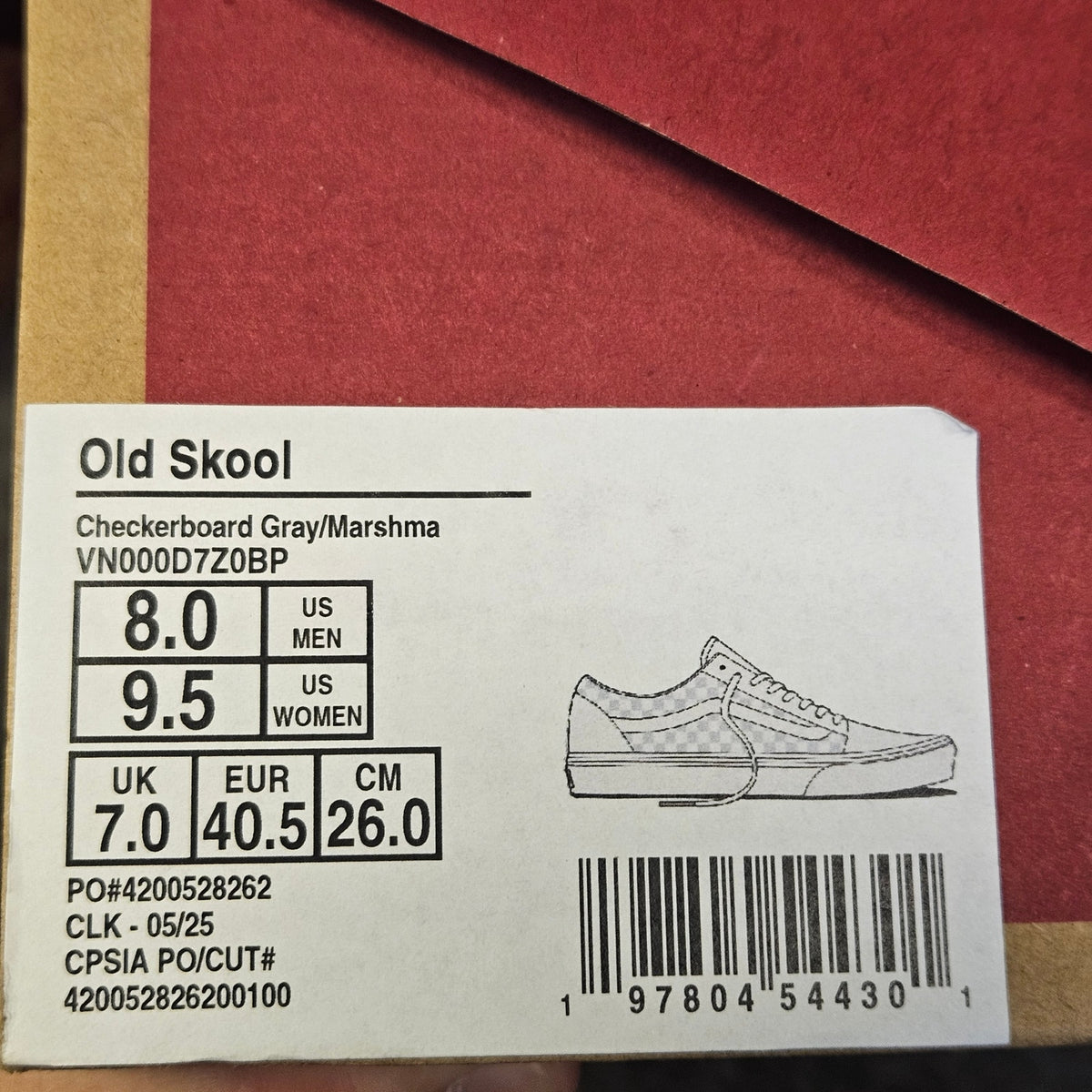 VANS MEN'S 8 OLD SKOOL WHITE CHECKERBOARD MARSHMELLOW NIB LOW TOP SKATEBOARD SNEAKER