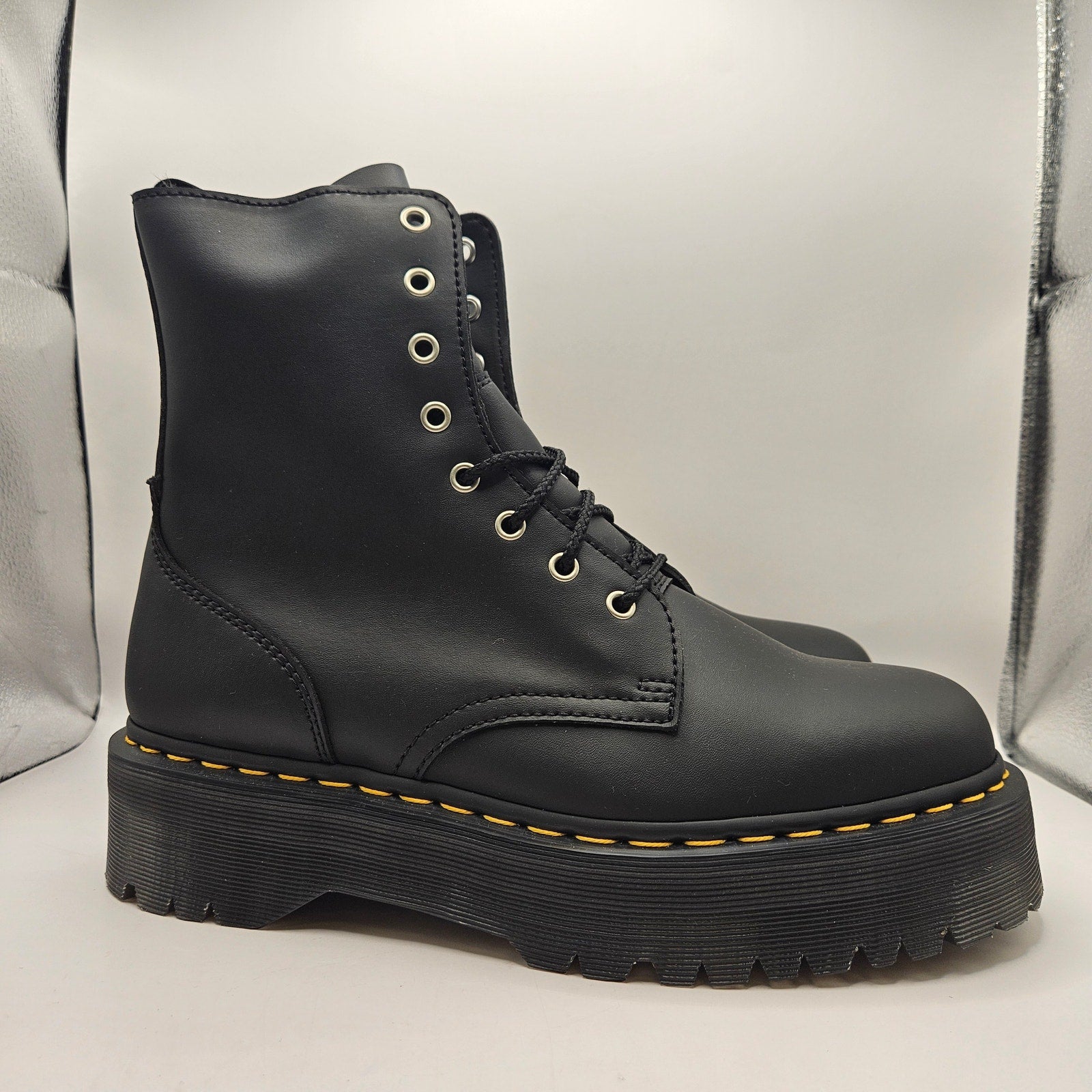 DR MARTENS MEN'S 11 JADON BLACK NAPPA LEATHER PLATFORM BOOTS NWOB