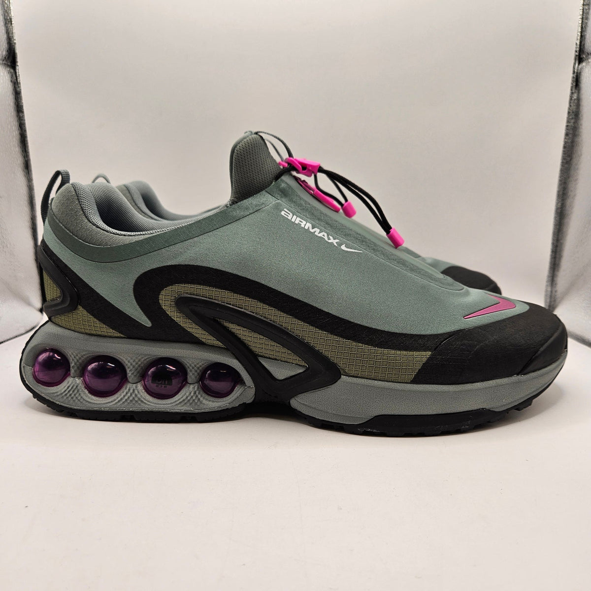 NIKE MEN'S 13 AIR MAX DN ROAM CLAY GREEN BLACK PINK PURPLE HQ8605-300
