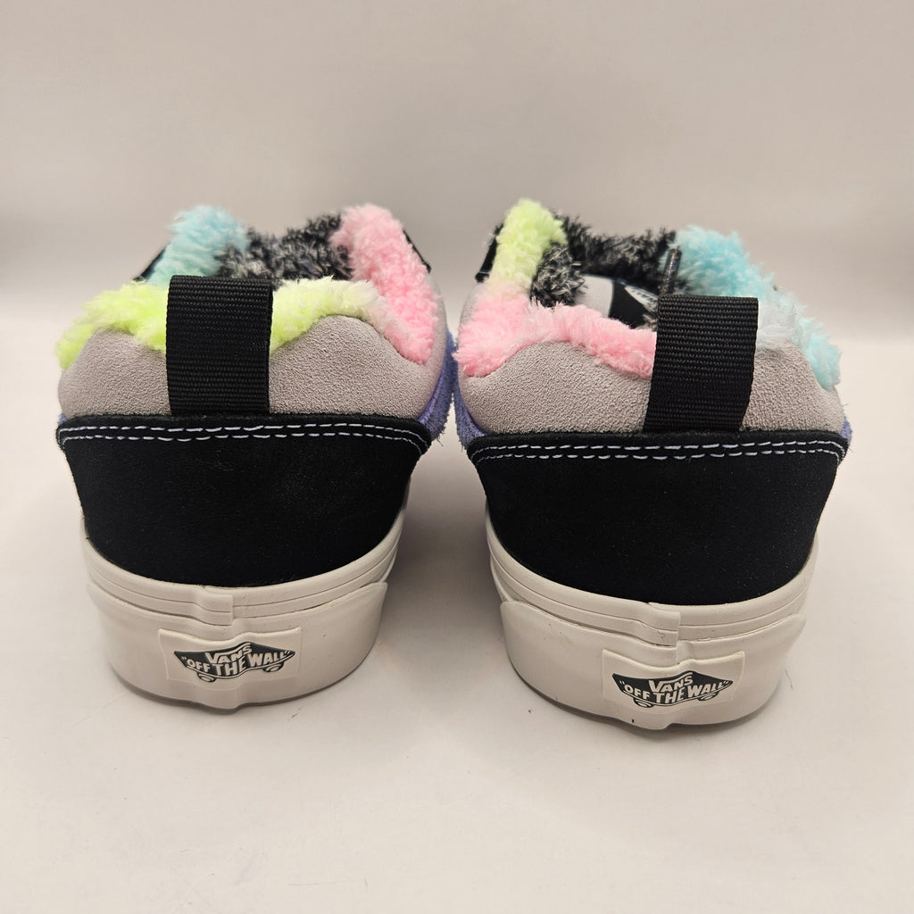VANS WOMEN'S 8 KNU SKOOL PARTY ANIMAL RAINBOW BLACK SUEDE FAUX FUR NWOB