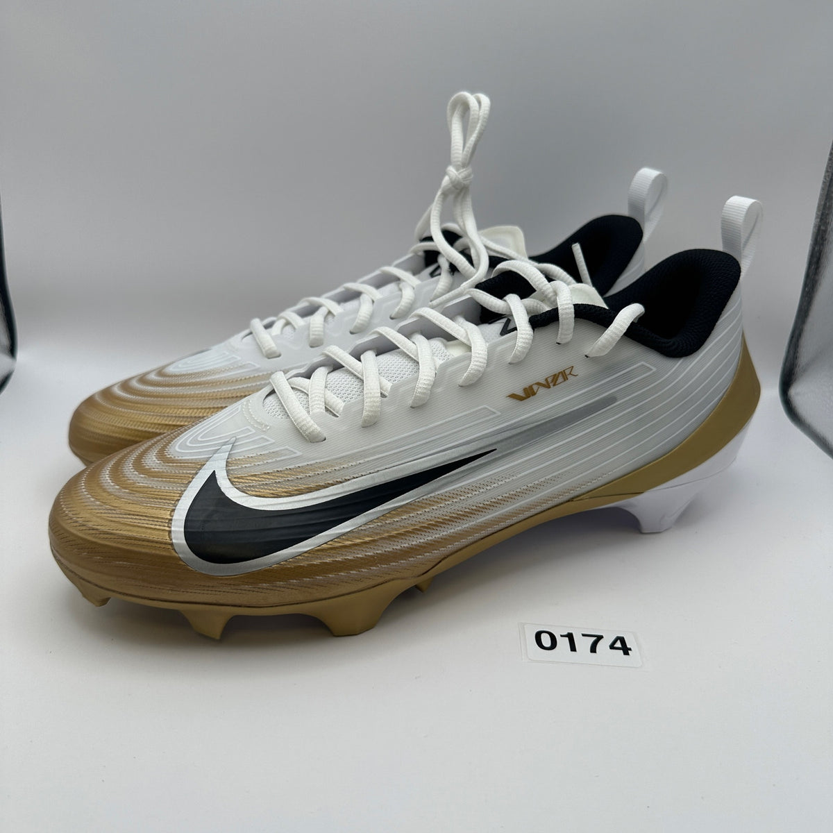 NIKE Men's 12 Vapor Speed 3 White/Gold Football Cleats FB3303-103