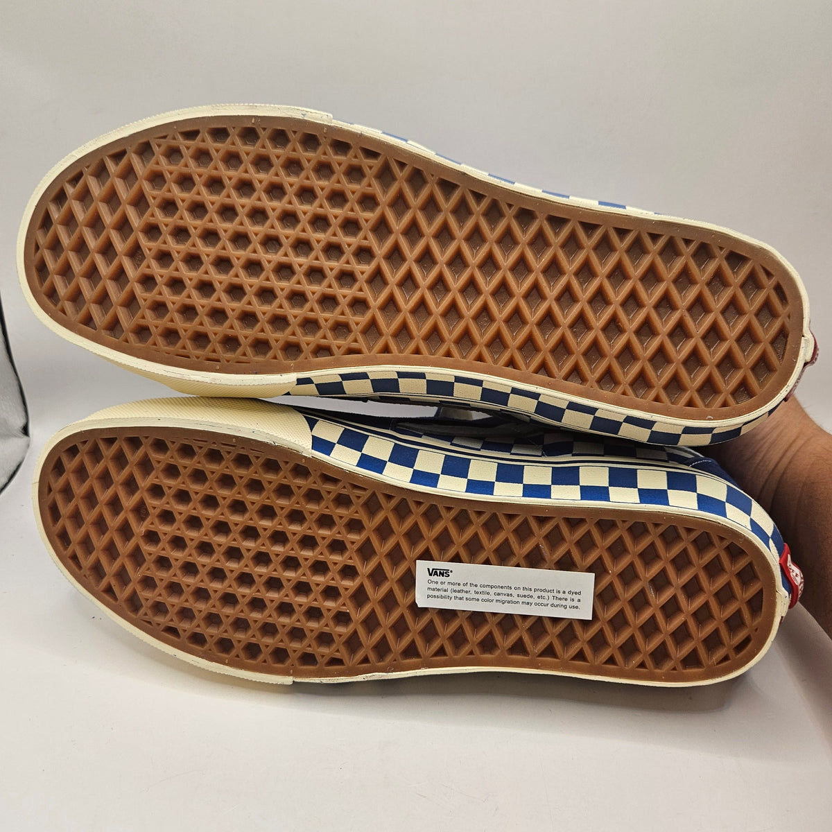 VANS MEN'S 8.5 SK8-HI CHECKERBOARD SIDEWALL CLASSIC BLUE SKATEBOARD NWOB