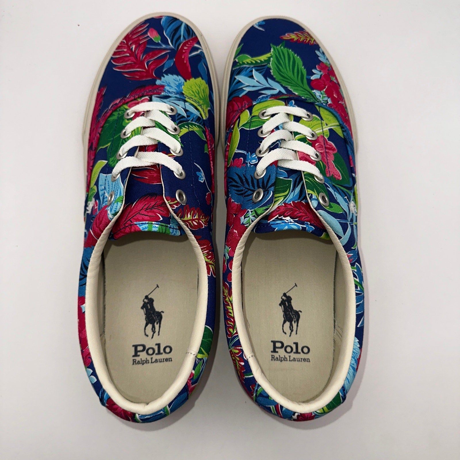 Polo Ralph Laurent Mens sz 13 D Keaton Pony Low top Laced Sneaker Floral Canvas