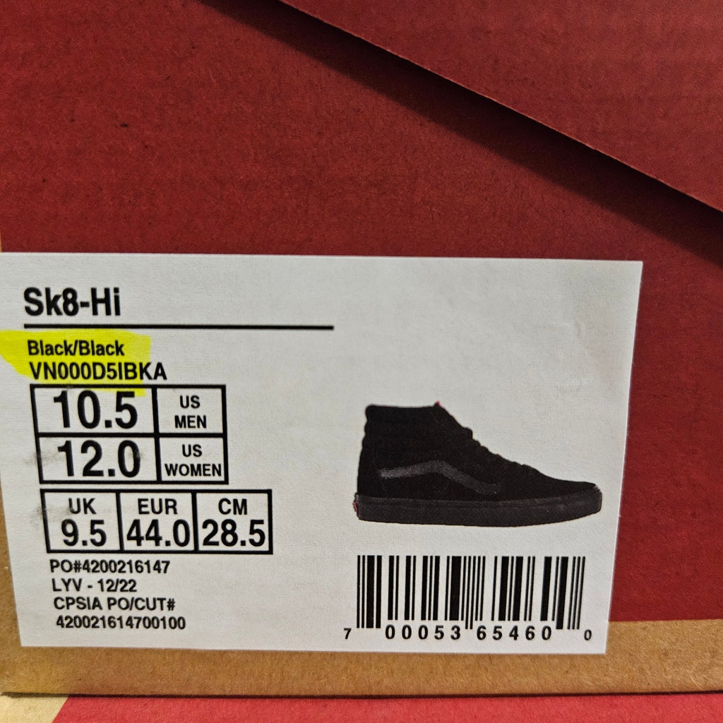 VANS MEN'S 10.5 SK8-HI TRIPLE BLACK SUEDE VN000D5IBKA NIB