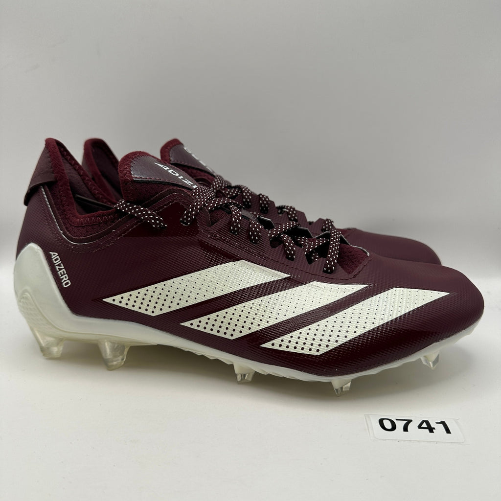 ADIDAS ADIZERO MEN'S 10 ELECTRIC .1 FOOTBALL CLEATS MAROON/WHITE