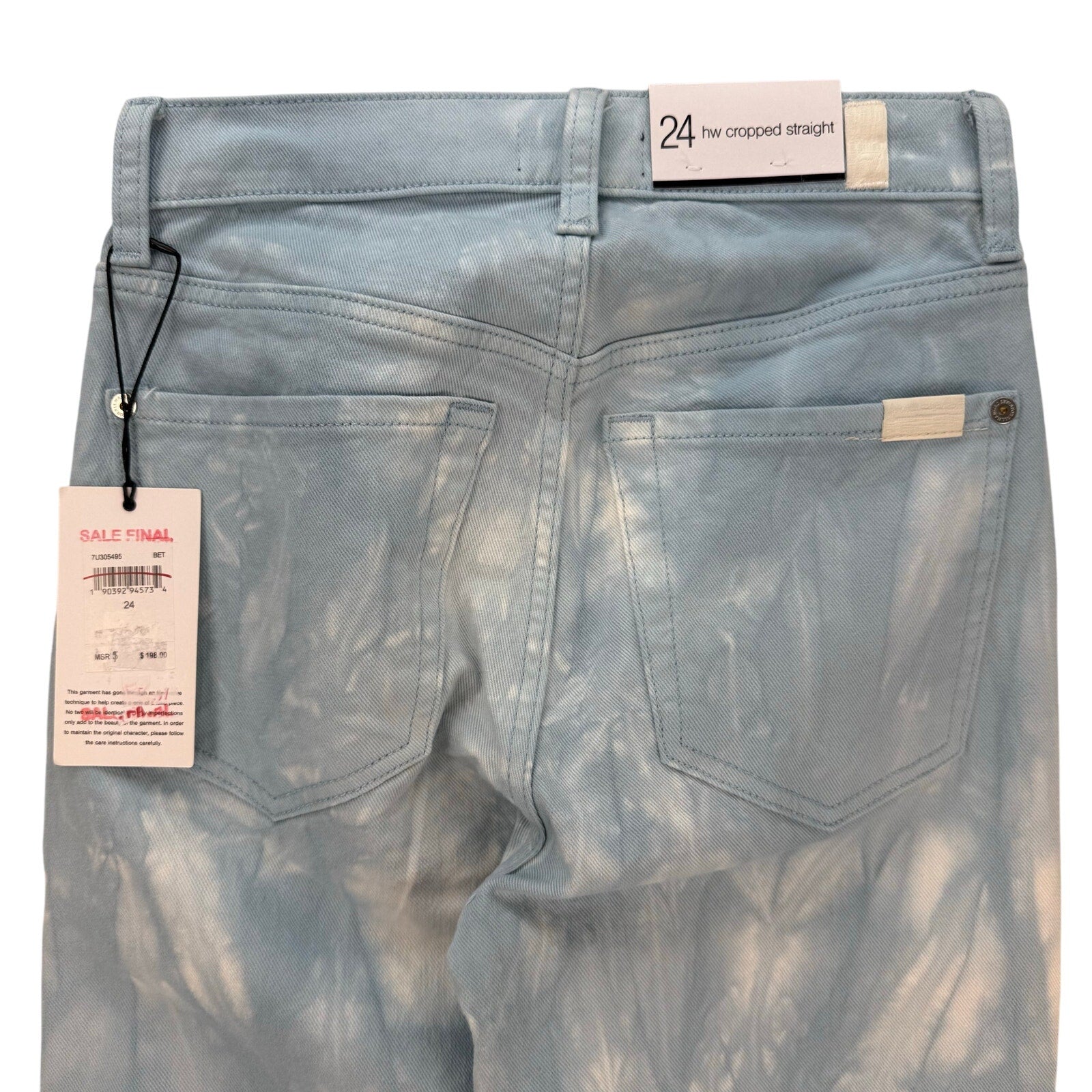 7 FOR ALL MANKIND WOMEN'S 24 BLUE HIGH WAIST CROPPED STRAIGHT LEG JEANS