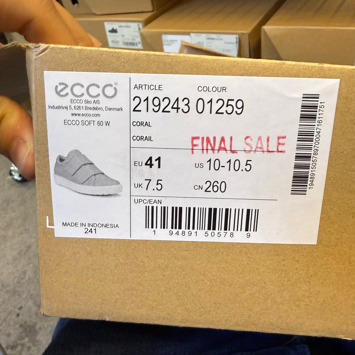 ECCO WOMEN'S 41 SOFT 60 CORAL PINK ORANGE NIB NO LID 21924301259