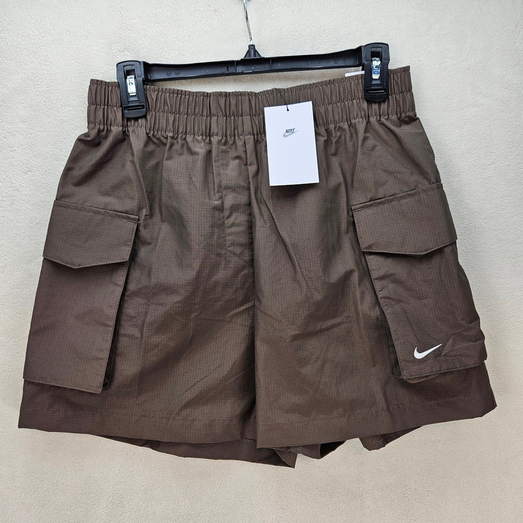 NIKE WOMEN'S SMALL NSW ESSENTIAL WOVEN 5" CARGO SHORTS BROWN NWT HM6982-010