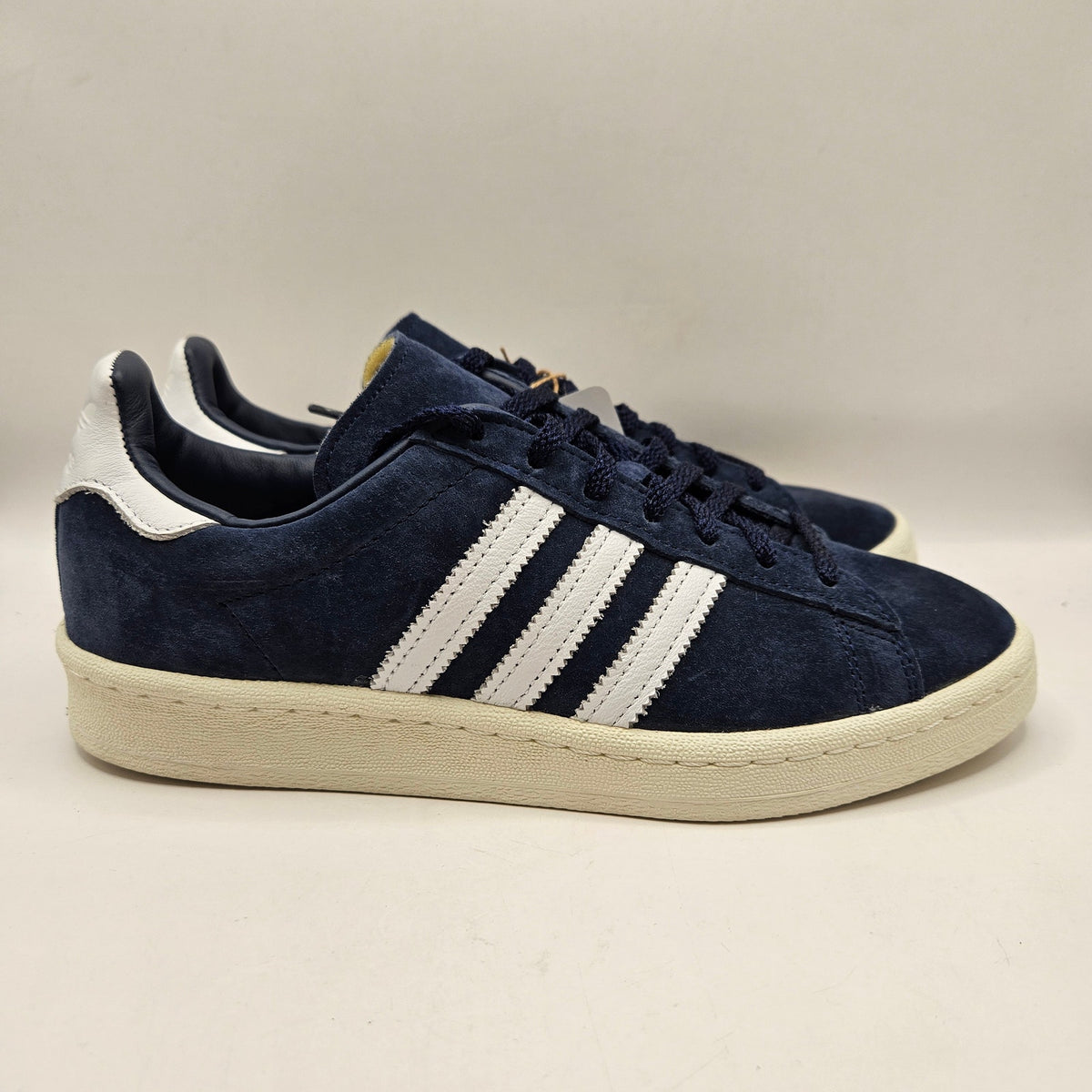 NO INSOLE ADIDAS MEN'S 5.5 CAMPUS 80S NAVY OFF WHITE FZ6153 LOW TOP SUEDE
