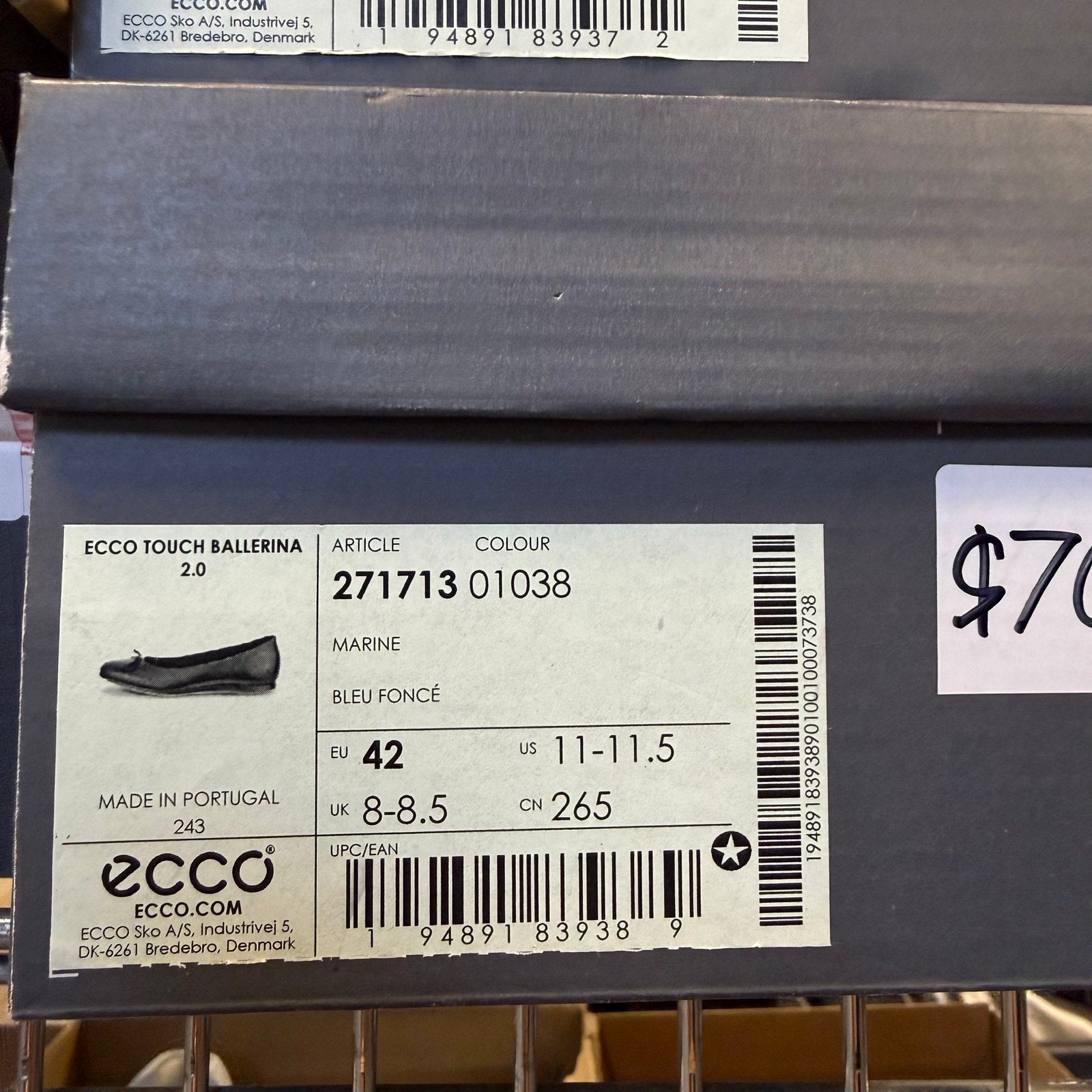 ECCO WOMEN'S 42 TOUCH BALLERINA 2.0 MARTINE BLUE MADE IN PORTUGAL NIB