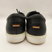 ECCO WOMEN'S 8.5 SOFT 60 LEATHER SNEAKER LOW TOP BLACK WHITE 58240401001