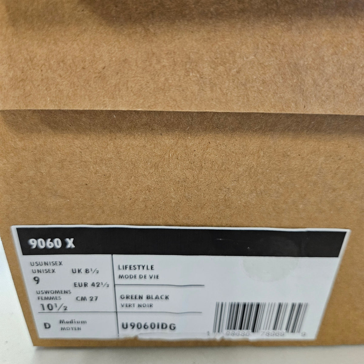 NEW BALANCE MEN'S 9 9060X GREEN BLACK U9060IDG REPLACEMENT BOX INCLUDED