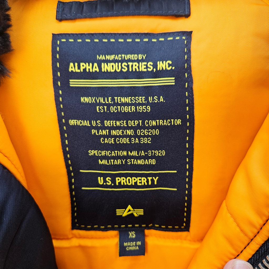 ALPHA INDUSTRIES SLIM FIT XS N-3B PARKA REPLICA BLUE ORANGE FUR HOOD JACKET NWT
