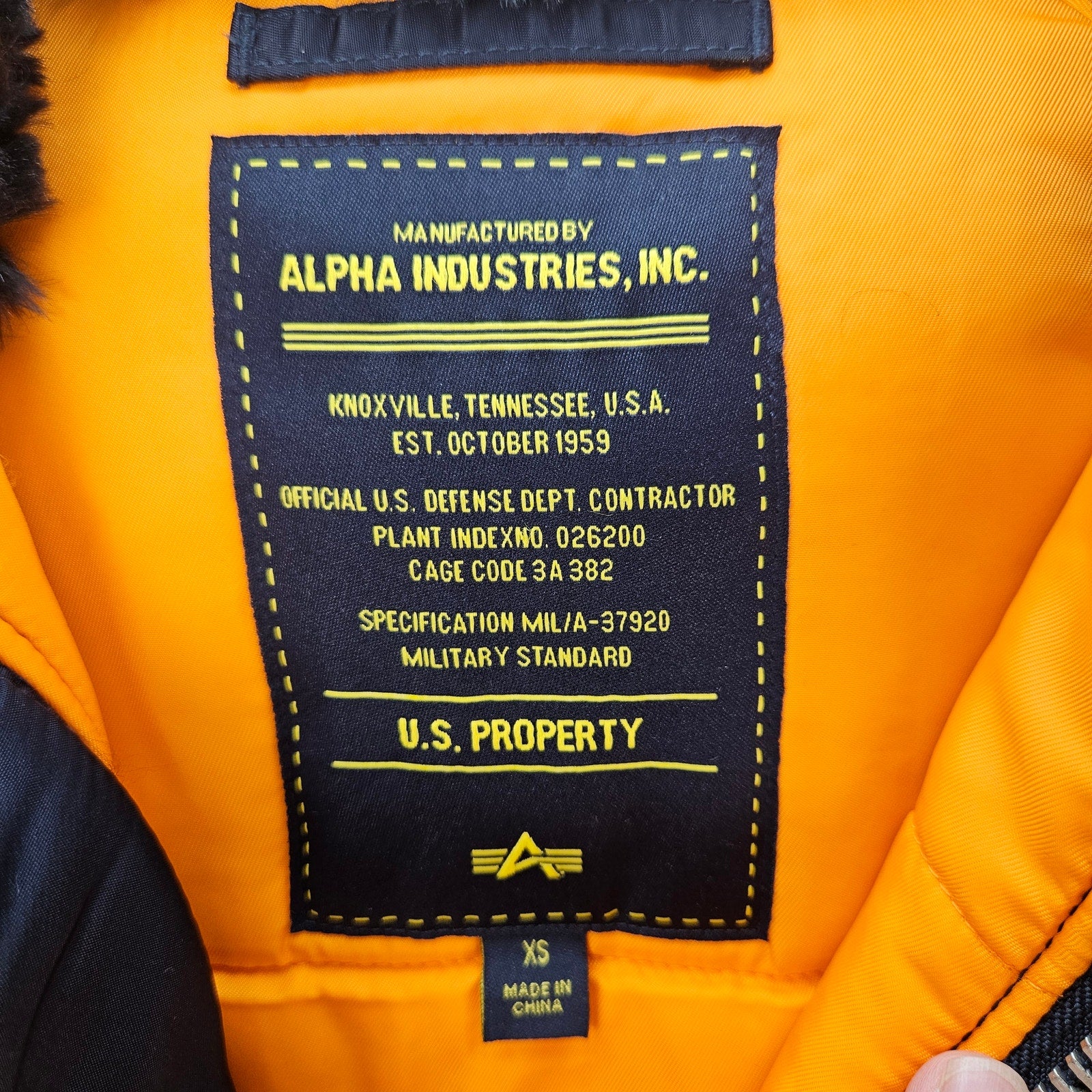 ALPHA INDUSTRIES SLIM FIT XS N-3B PARKA REPLICA BLUE ORANGE FUR HOOD JACKET NWT