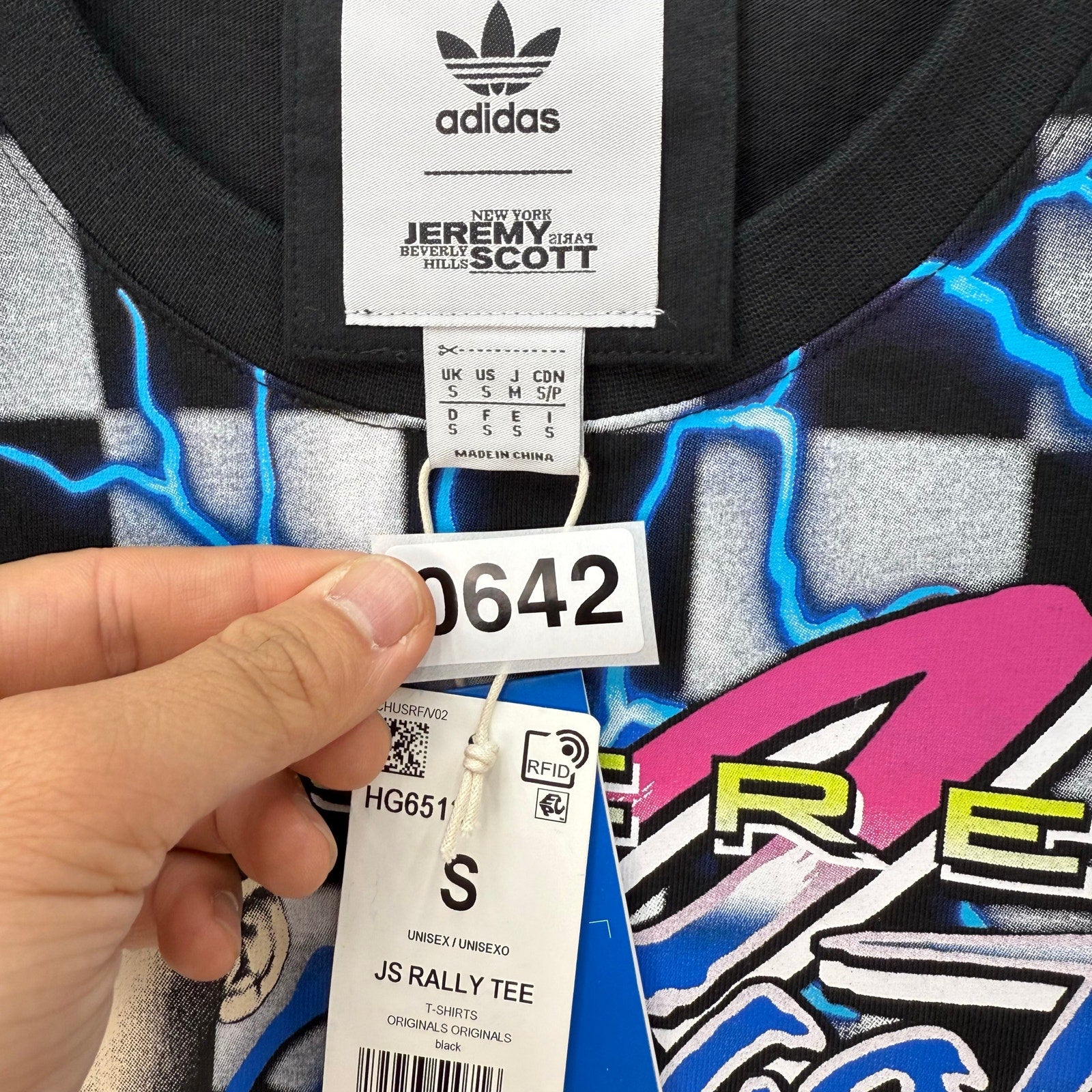 ADIDAS X JEREMY SCOTT MEN'S SMALL NASCAR RALLY CAR BLACK TSHIRT HG6512