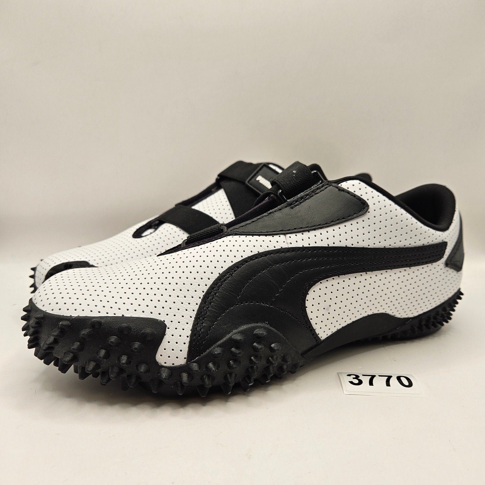 PUMA MOSTRO MEN'S 8.5 PERFORATED LEATHER PACK SNEAKERS WHITE BLACK 397331-01