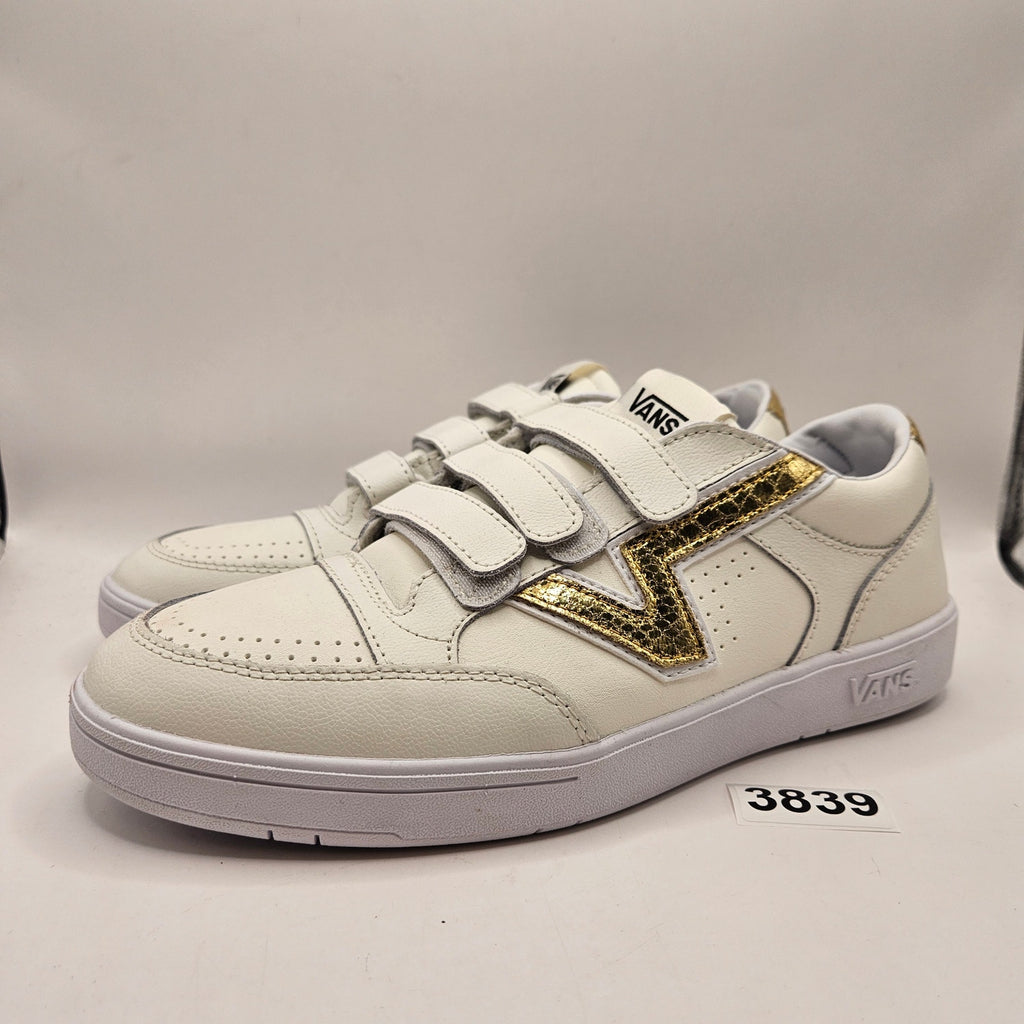 VANS MEN'S 8.5 LOWLAND COMFYCUSH WHITE GOLD STRAP ON SNEAKER NWOB