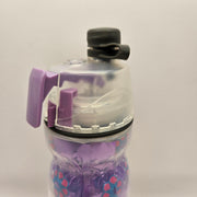 O2COOL MIST N SIP 20oz WATER BOTTLE PURPLE FLORAL SPORTS SPRAY BOTTLE BPA FREE