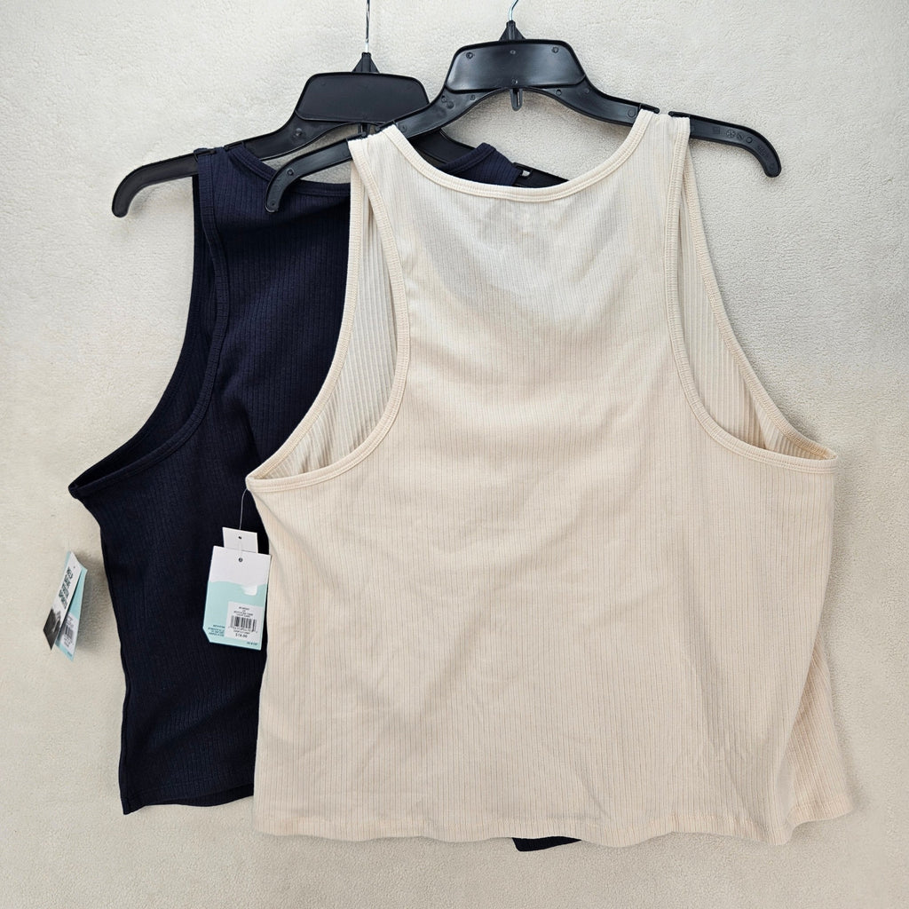 LOT OF 2 - DSG WOMEN'S 2X NOTCH RIB TANK BLUE & SAND NWT