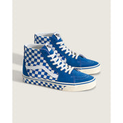 VANS MEN'S 10.5 SK8-HI CHECKERBOARD SIDEWALL CLASSIC BLUE HI TOP SKATEBOARDING